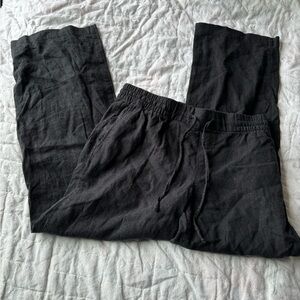 Linen Blend Drawstring Wide leg pants Old Navy Black Small